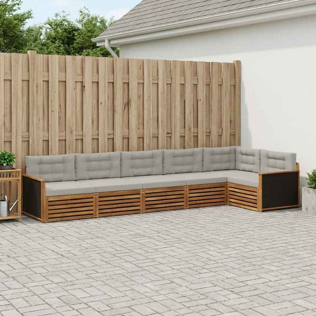 Set vanjskih sofa 6 pcs Prirodna i svjetlosiva