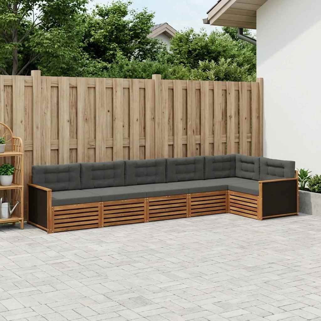 Set vanjskih sofa 6 pcs Prirodna i antracit 406 x 168,5 x 73 cm