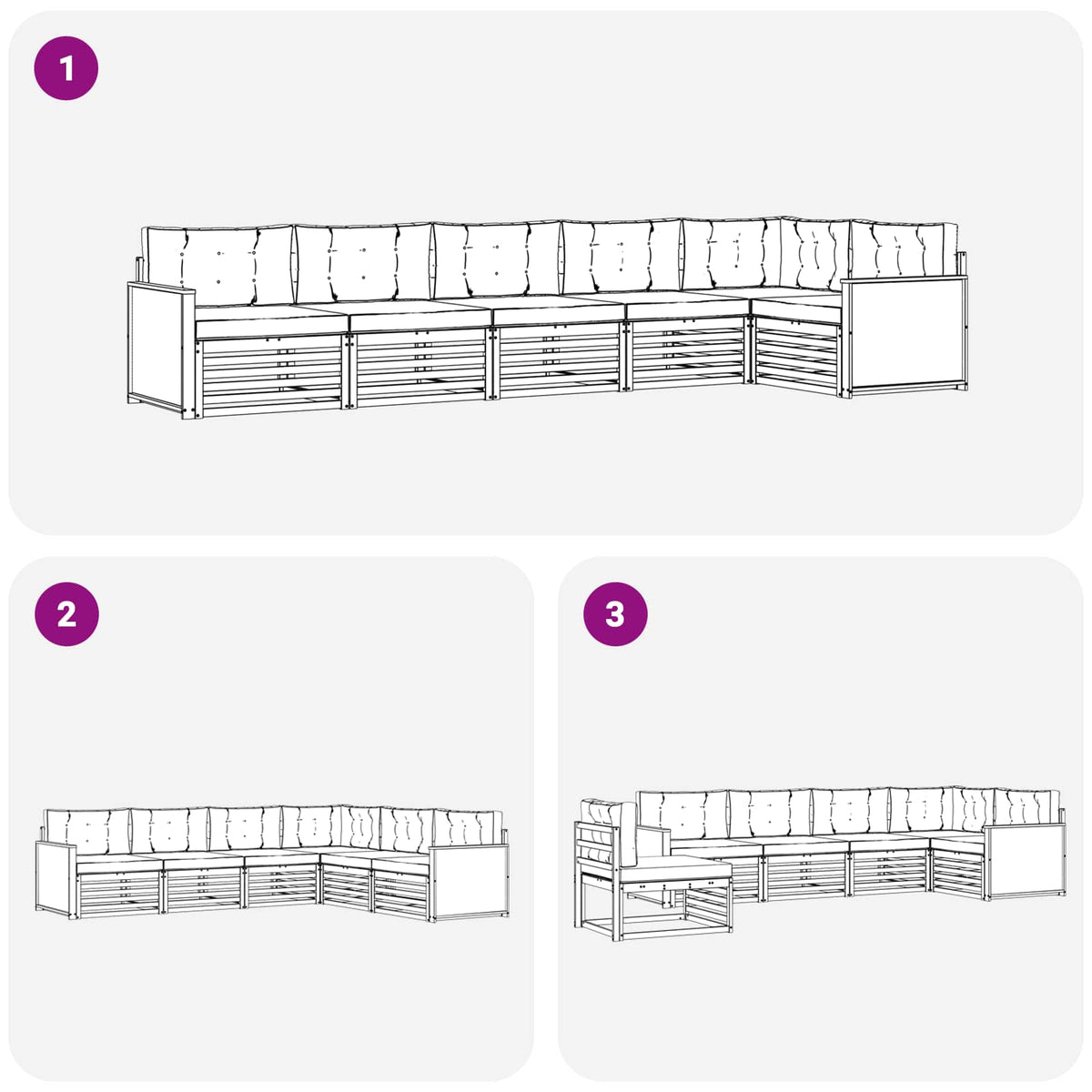 Set vanjskih sofa 6 pcs Prirodna i antracit 406 x 168,5 x 73 cm