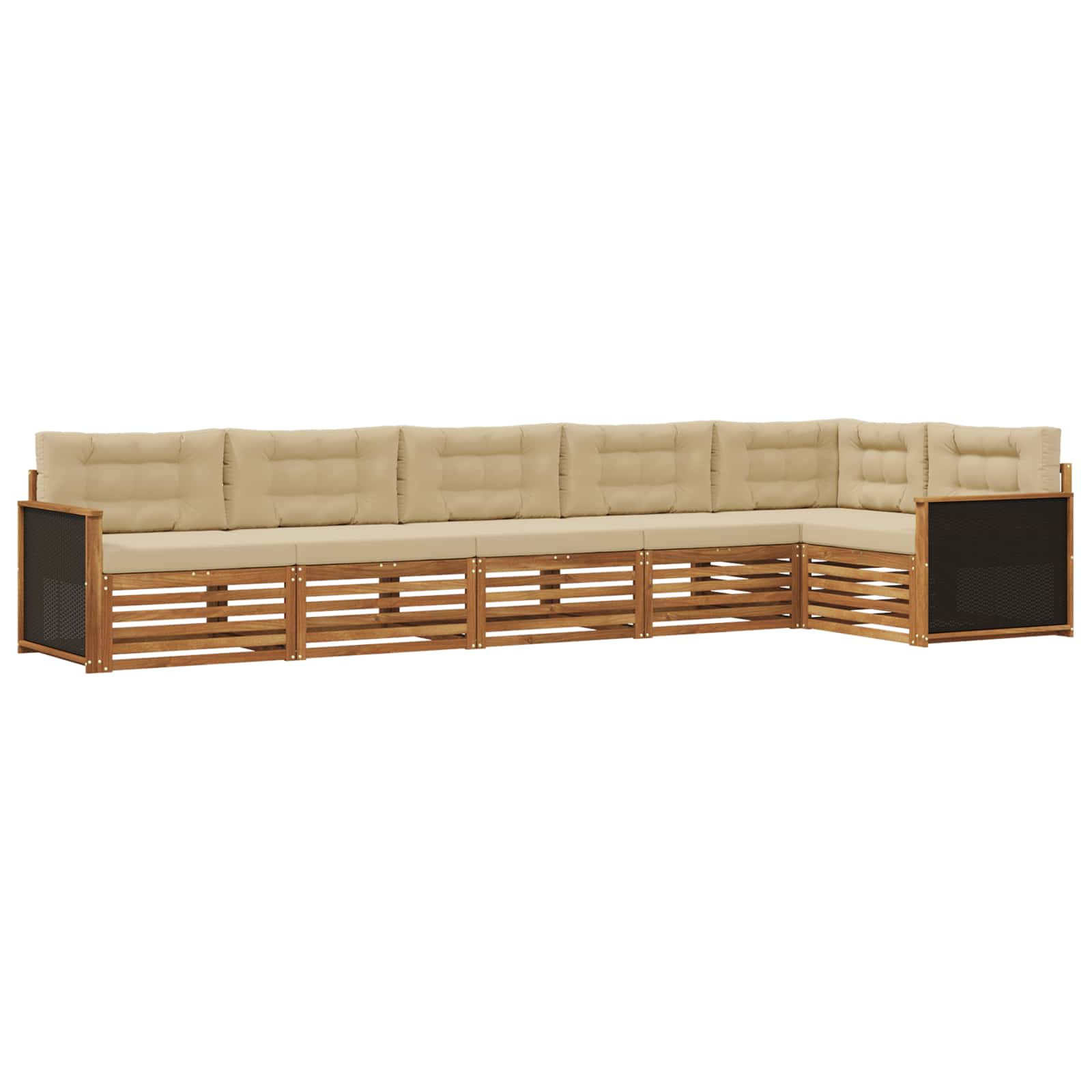 Set vanjskih sofa 6 pcs Prirodna i bež 406 x 168,5 x 73 cm