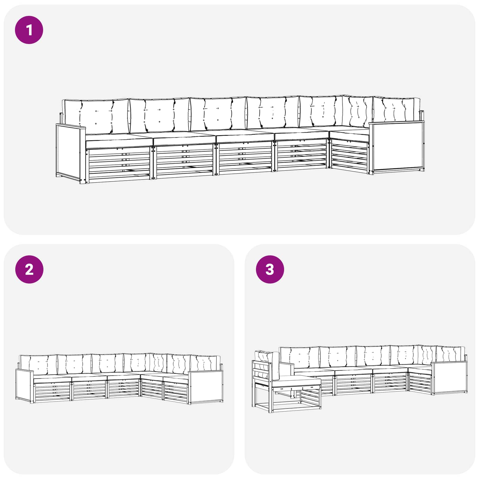 Set vanjskih sofa 6 pcs Prirodna i bež 406 x 168,5 x 73 cm