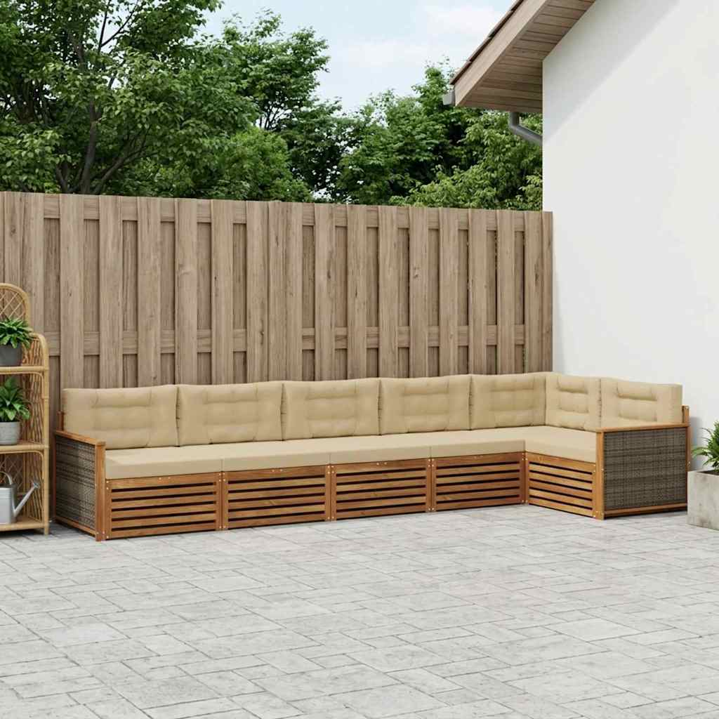 Set vanjskih sofa 6 kom. Prirodna i bež