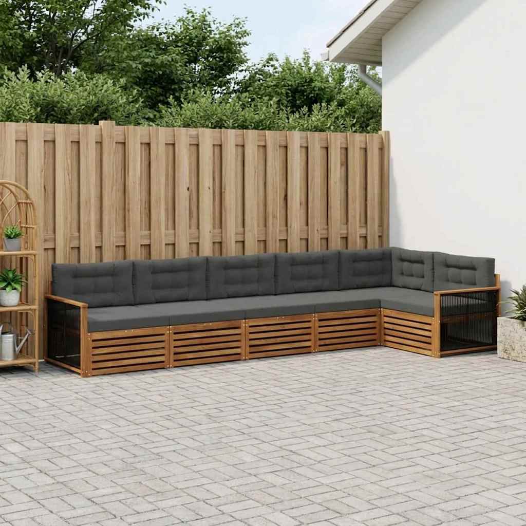Set vanjskih sofa 6 kom. Prirodna i antracit
