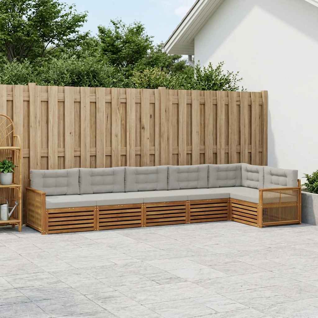 Set vanjskih sofa 6 kom. Prirodna i svjetlosiva