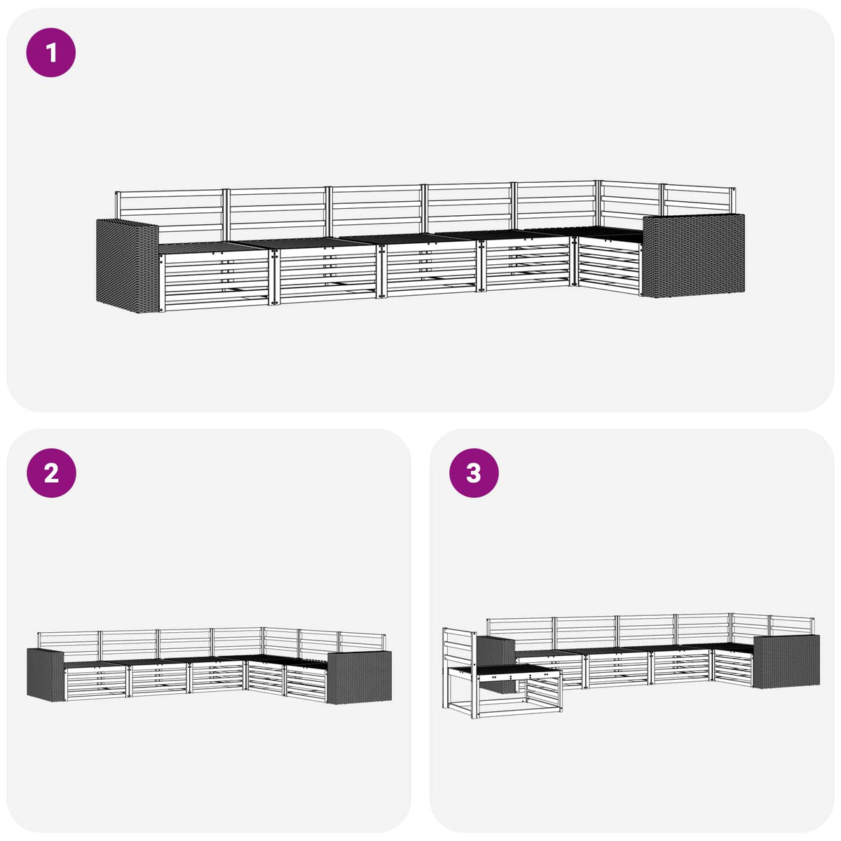 Set vanjskih sofa 6 pcs Prirodna 402 x 172,5 x 73 cm
