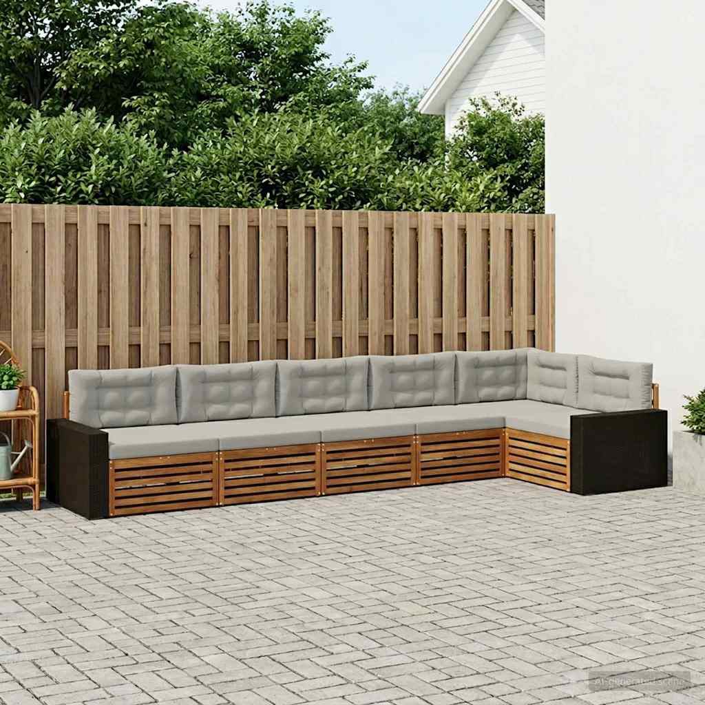 Set vanjskih sofa 6 pcs Prirodna i svjetlosiva