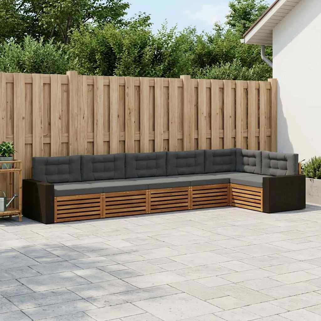 Set vanjskih sofa 6 pcs Prirodna i antracit 402 x 172,5 x 73 cm