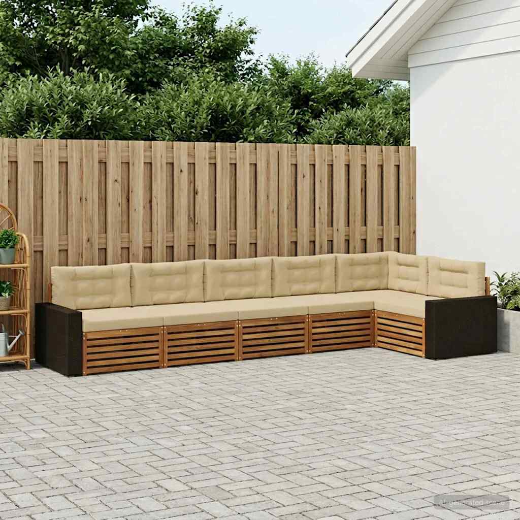 Set vanjskih sofa 6 pcs Prirodna i bež 402 x 172,5 x 73 cm