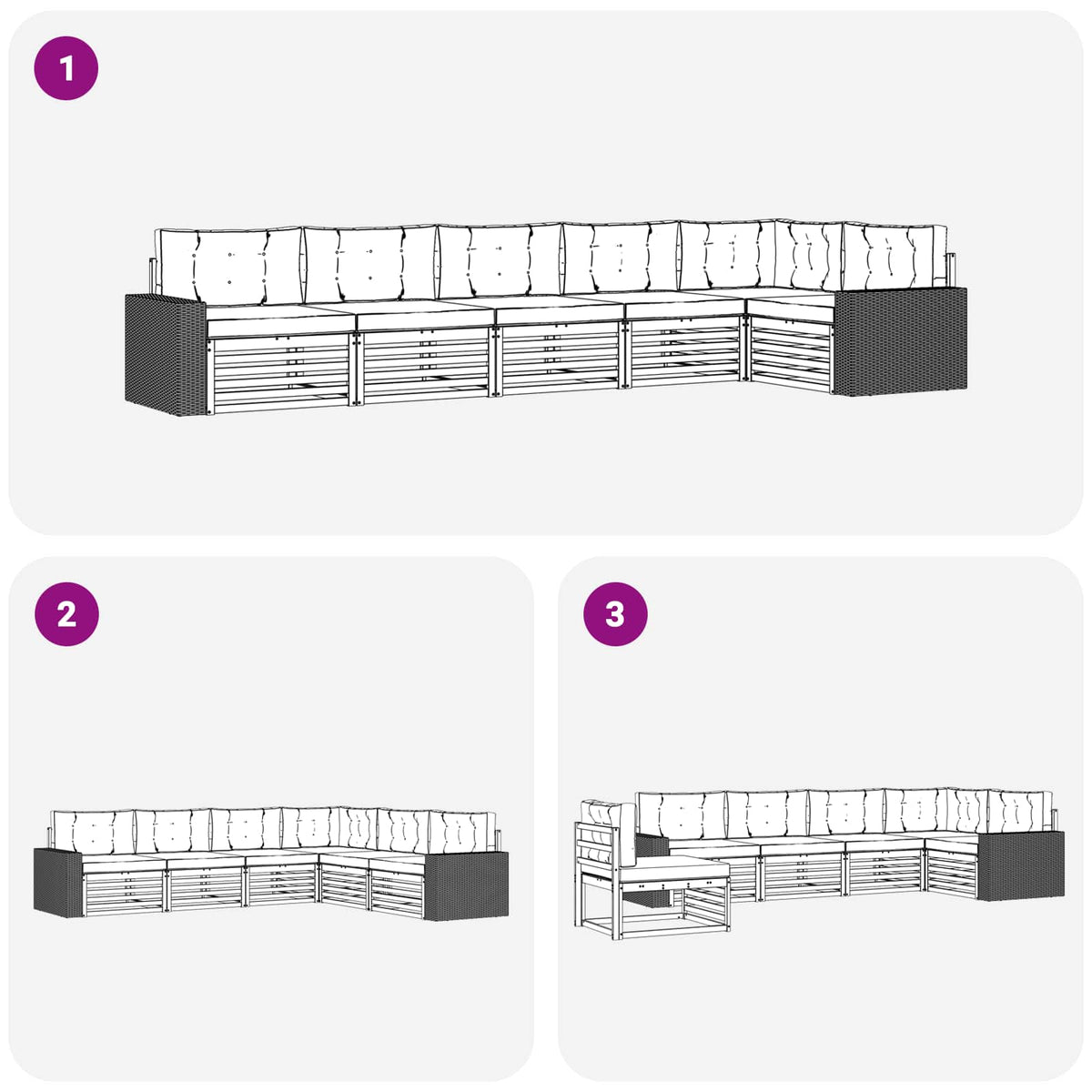 Set vanjskih sofa 6 pcs Prirodna i bež 402 x 172,5 x 73 cm