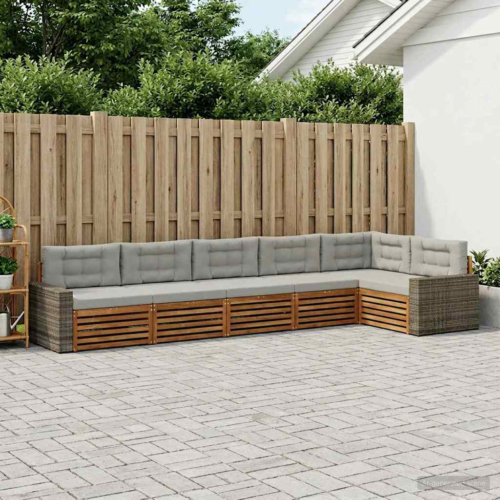 Set vanjskih sofa 6 pcs Prirodna i svjetlosiva