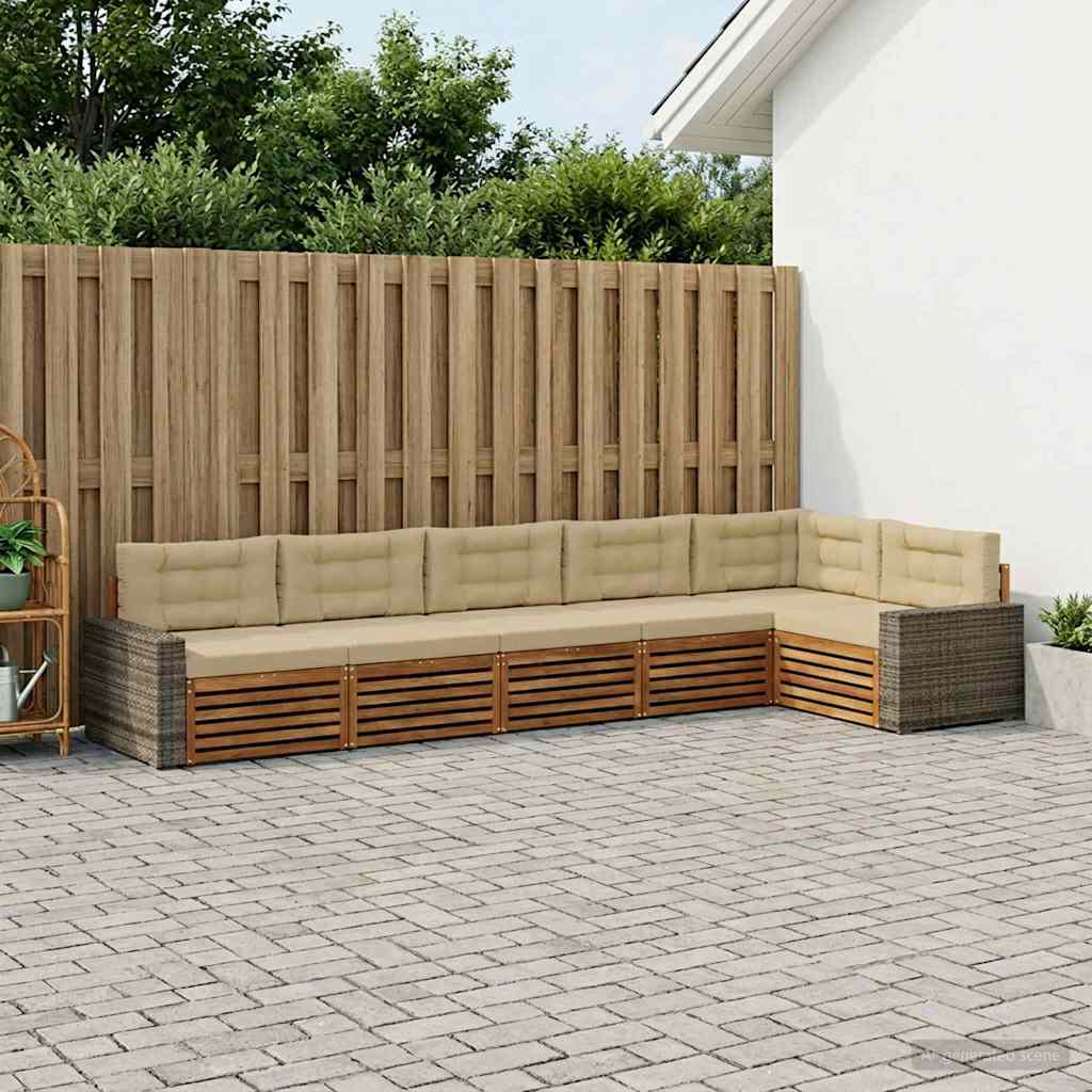 Set vanjskih sofa 6 pcs Prirodna i bež 402 x 172,5 x 73 cm