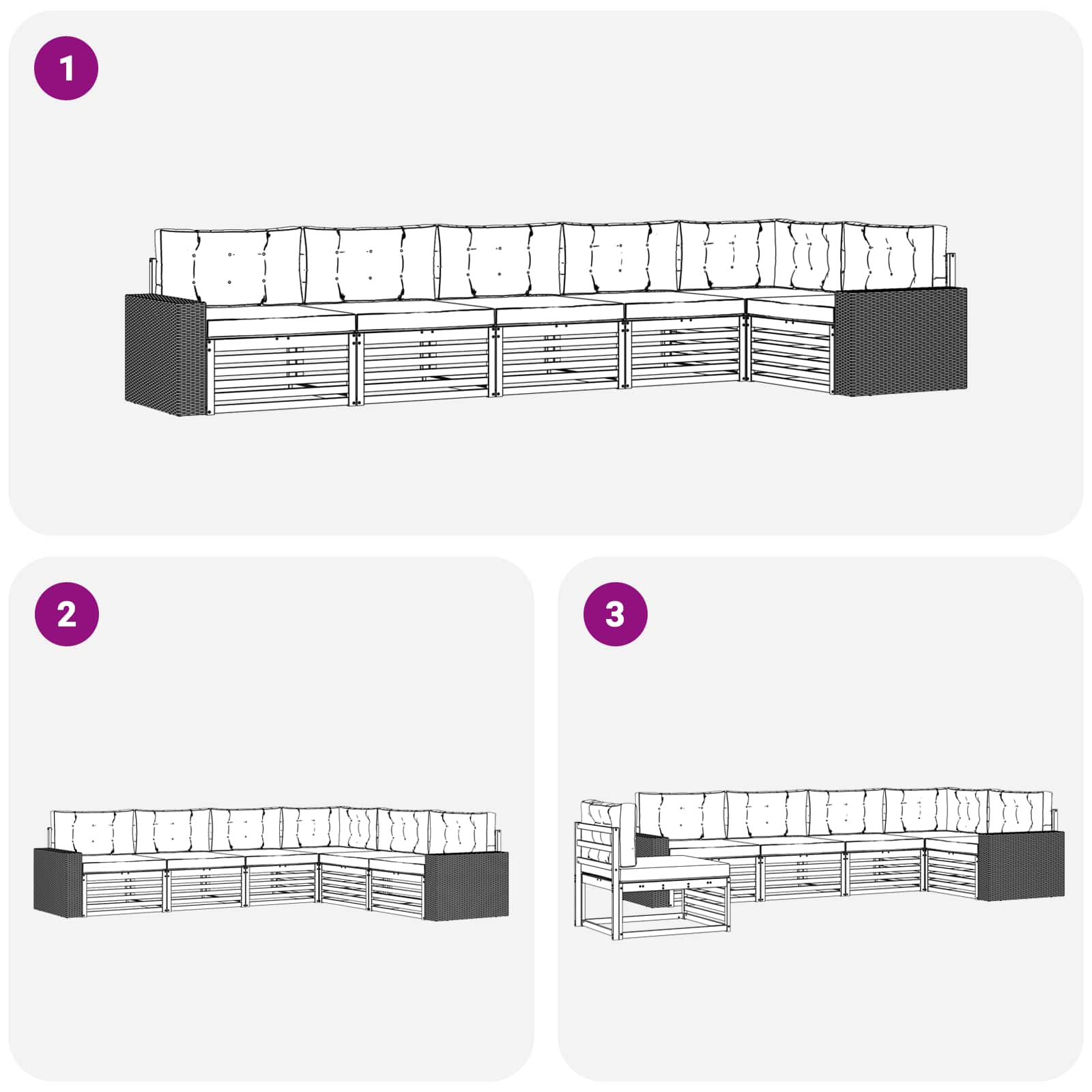 Set vanjskih sofa 6 pcs Prirodna i bež 402 x 172,5 x 73 cm