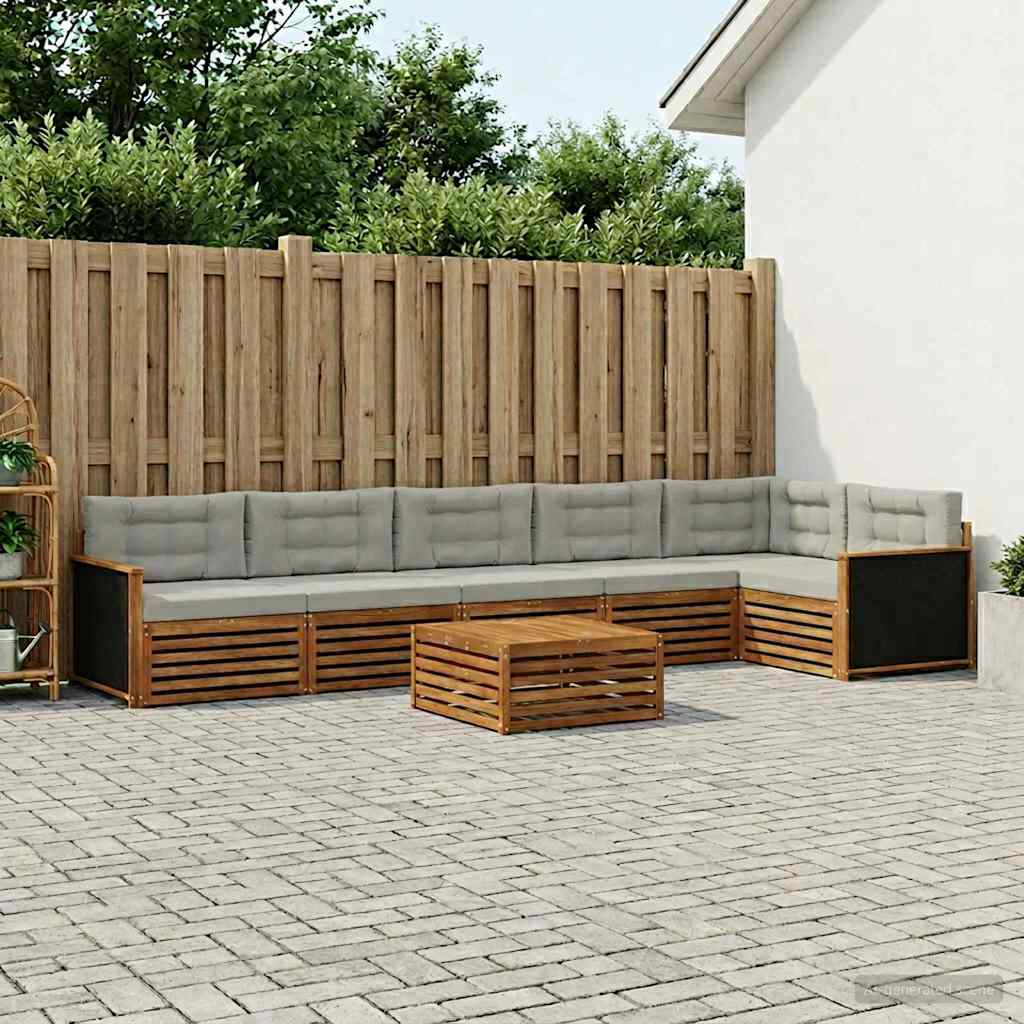Set vanjskih sofa 7 pcs Prirodna i svjetlosiva 79 x 79 x 37 cm