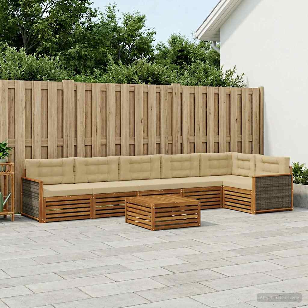 Set vanjskih sofa 7 kom. Prirodna i bež
