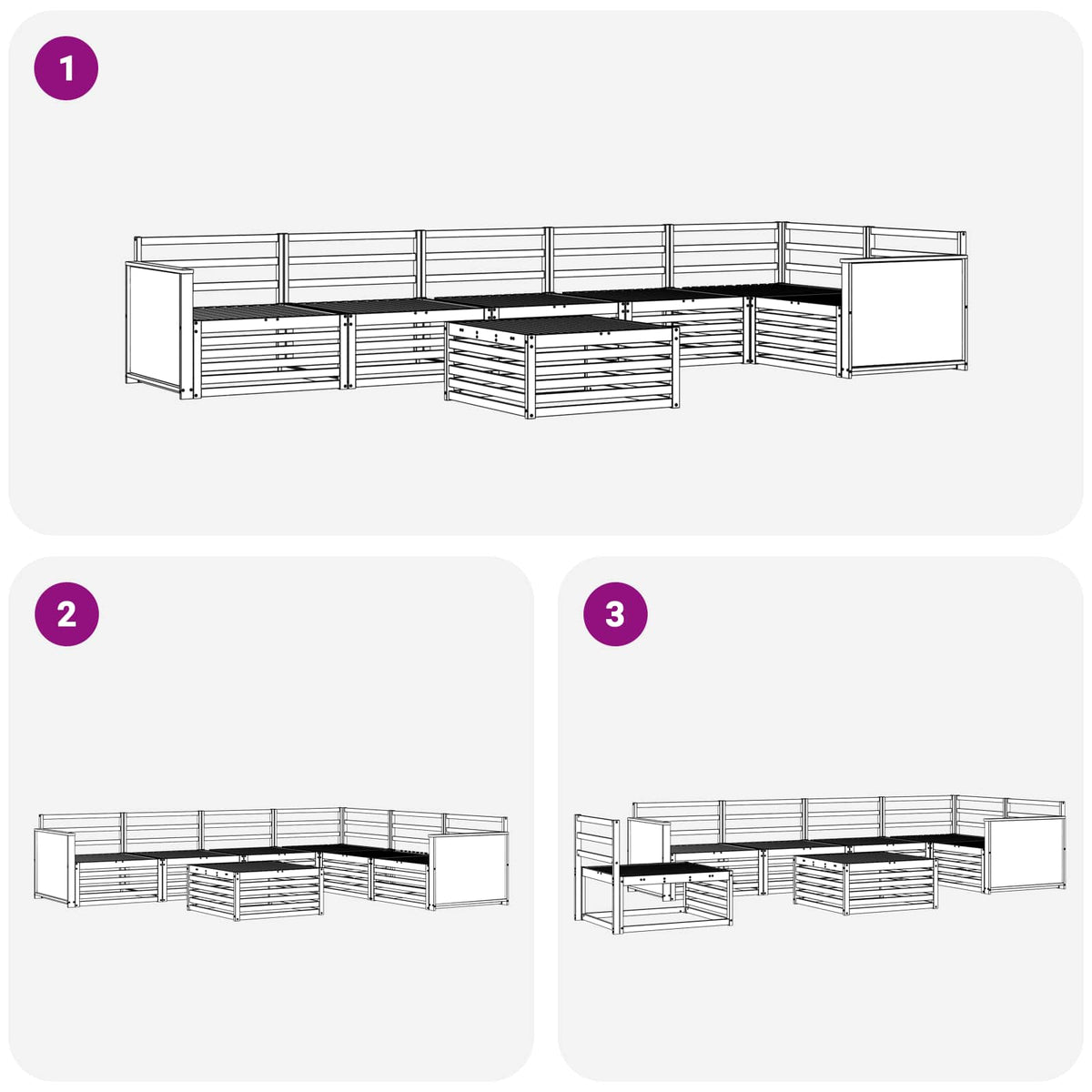 Set vanjskih sofa 7 kom. Prirodna Čvrsto drvo akacije