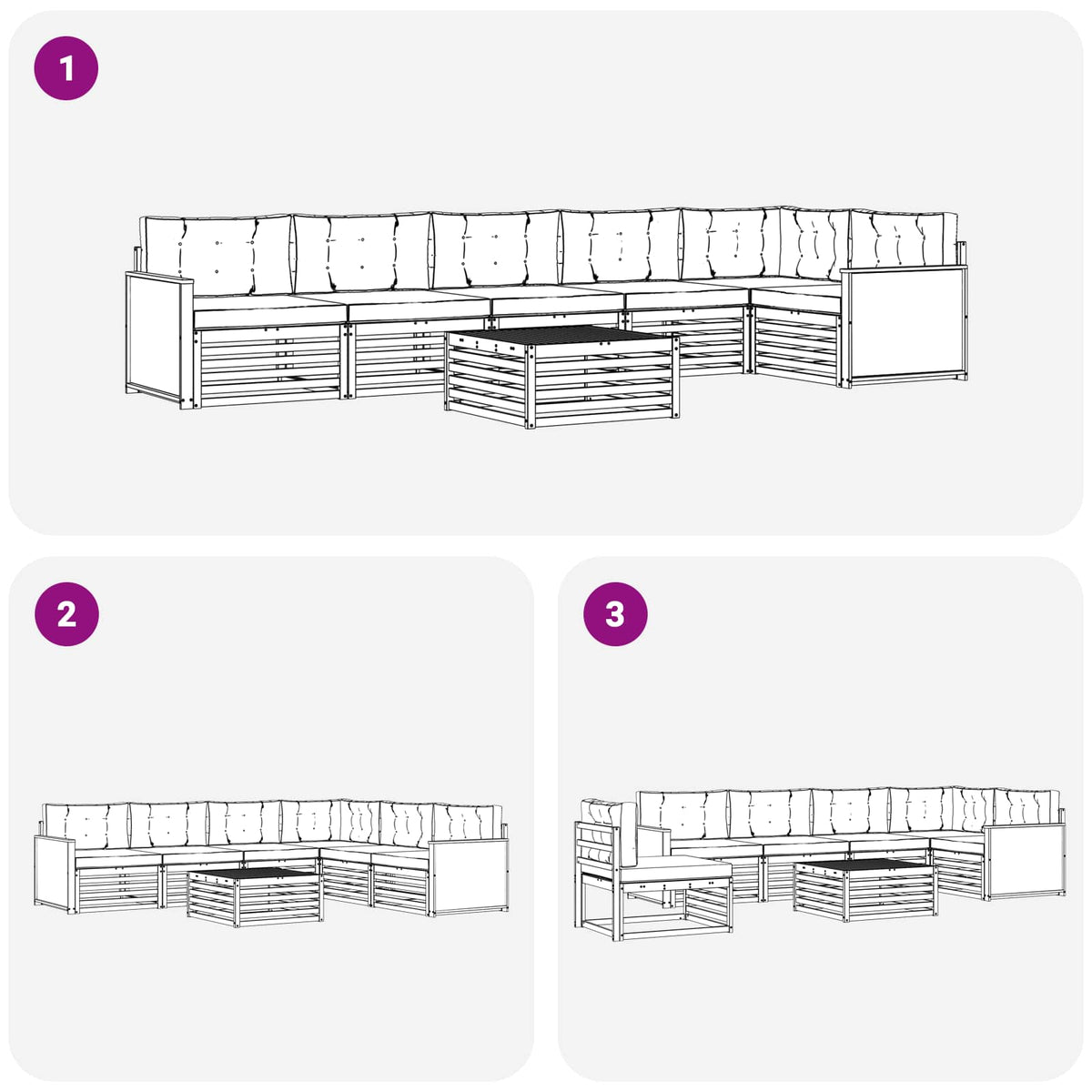 Set vanjskih sofa 7 kom. Prirodna i antracit