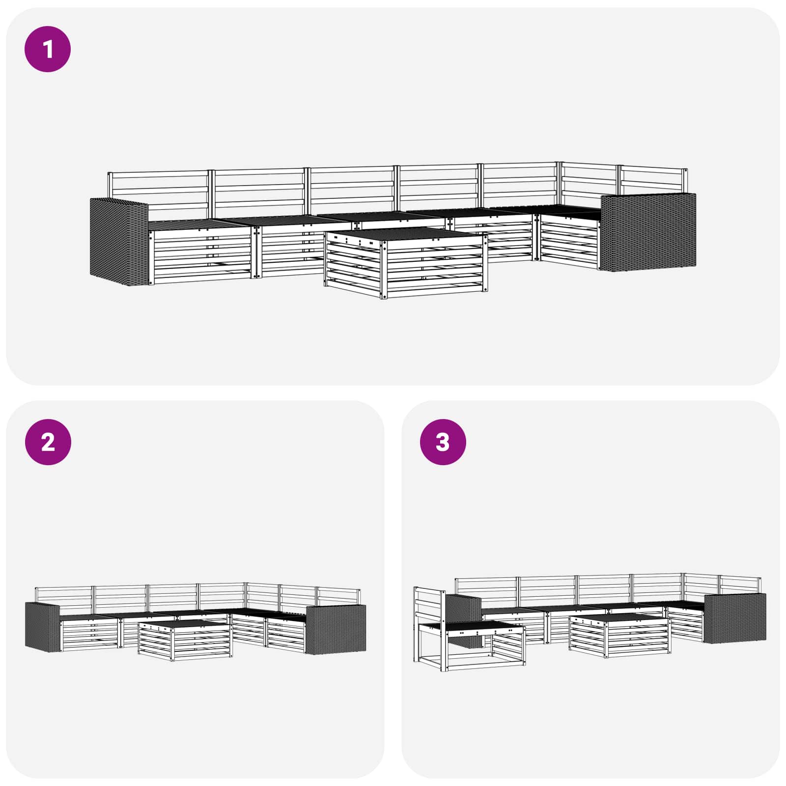 Set vanjskih sofa 7 pcs Prirodna 79 x 79 x 37 cm