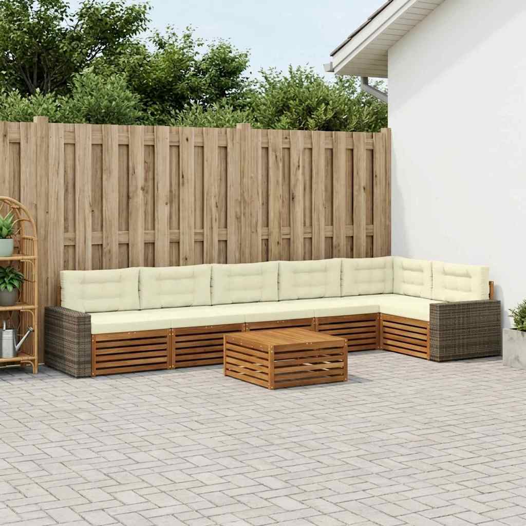 Set vanjskih sofa 7 pcs Prirodna i krem 79 x 79 x 37 cm
