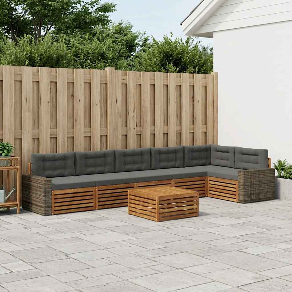 Set vanjskih sofa 7 pcs Prirodna i antracit 79 x 79 x 37 cm