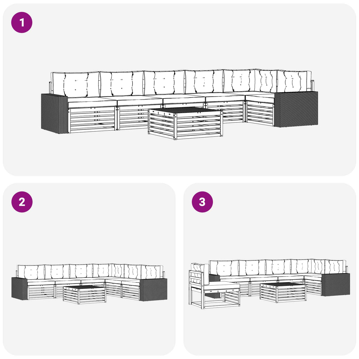 Set vanjskih sofa 7 pcs Prirodna i antracit 79 x 79 x 37 cm