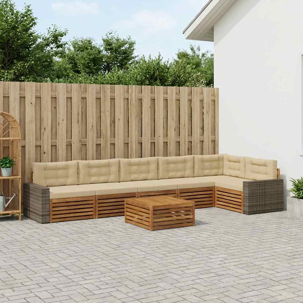 Set vanjskih sofa 7 pcs Prirodna i bež 79 x 79 x 37 cm