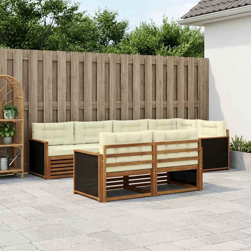 Set vanjskih sofa s jastukom 7 pcs Prirodna i krem