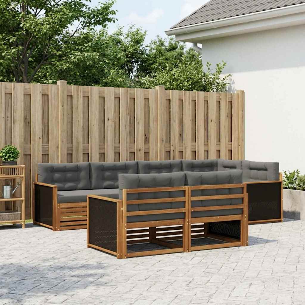 Set vanjskih sofa s jastukom 7 pcs Prirodna i antracit