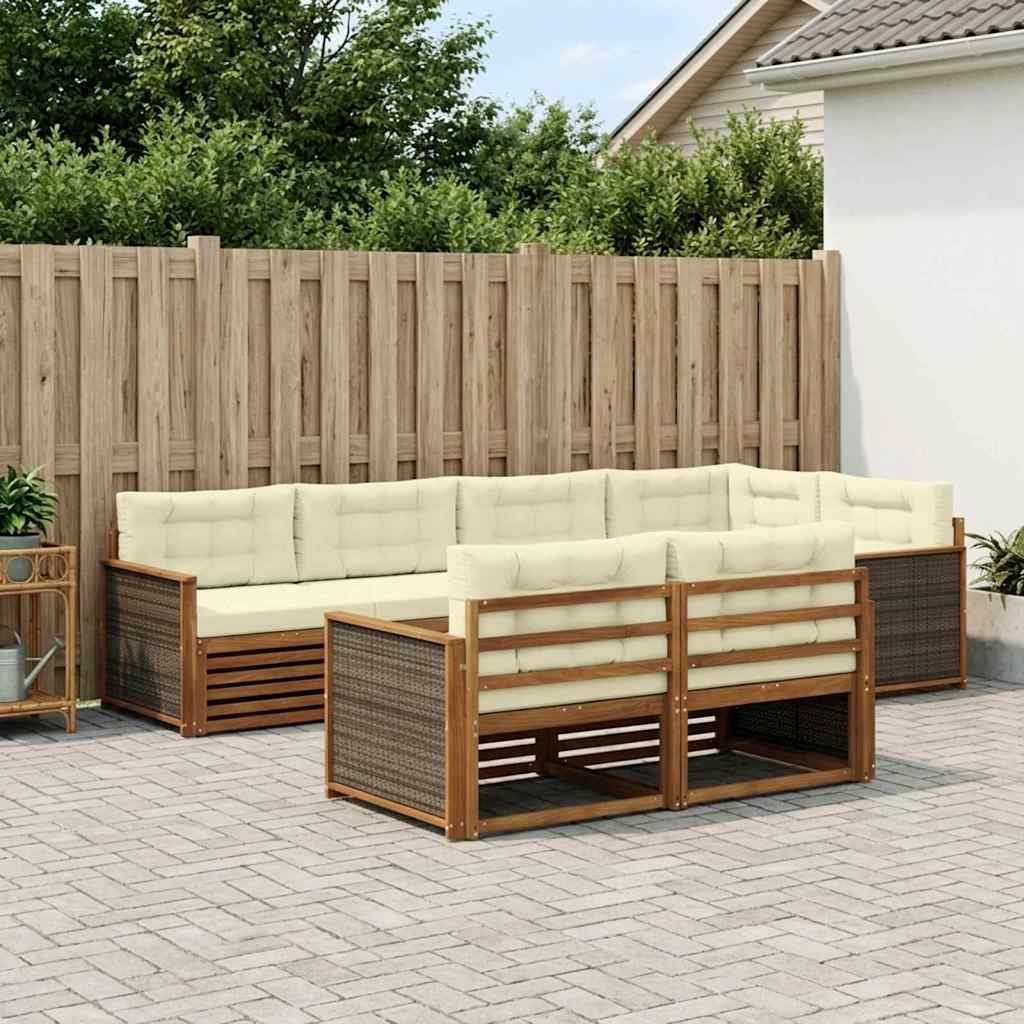 Set vanjskih sofa 7 pcs Prirodna i krem