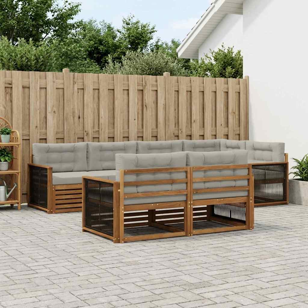 Set vanjskih sofa 7 kom. Prirodna i svjetlosiva