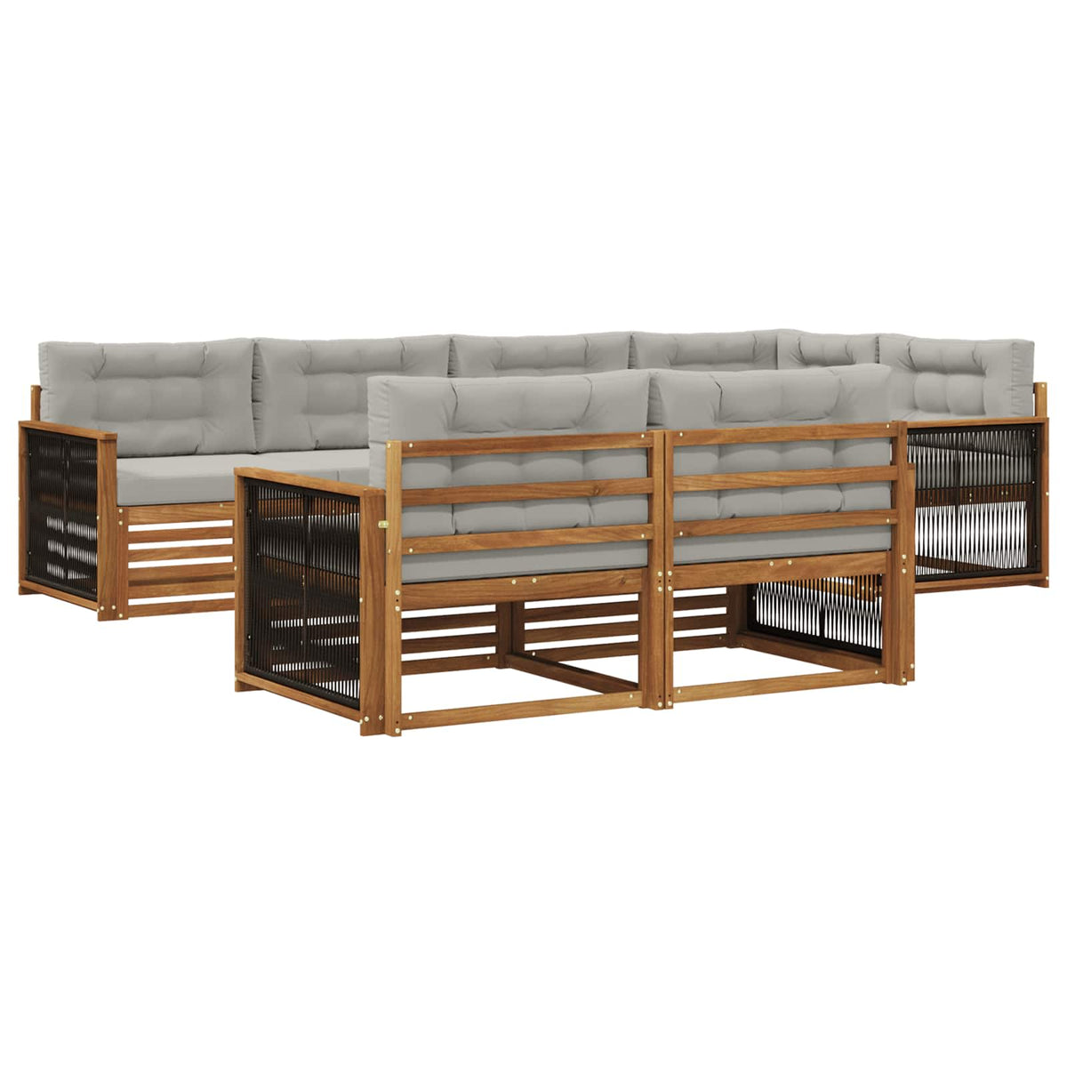 Set vanjskih sofa 7 kom. Prirodna i svjetlosiva