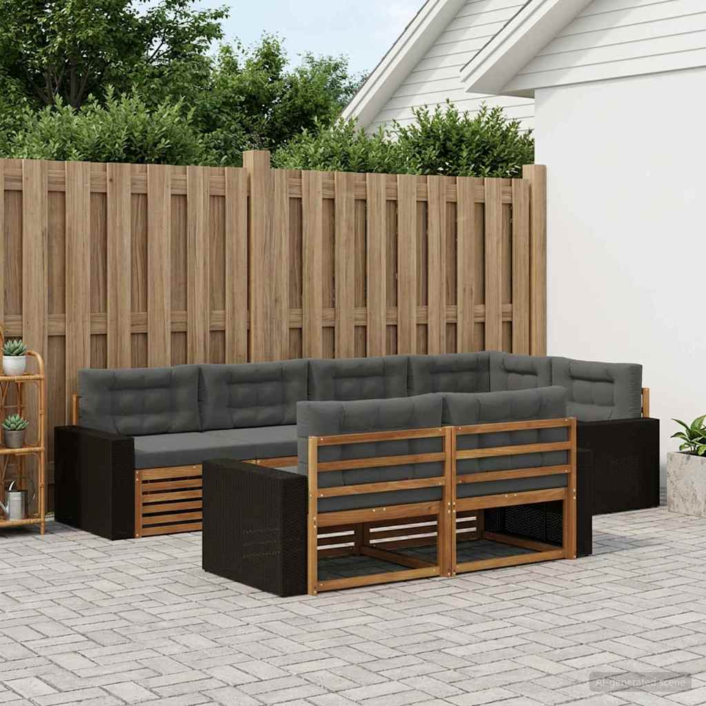 Set vanjskih sofa 7 kom. Prirodna i antracit