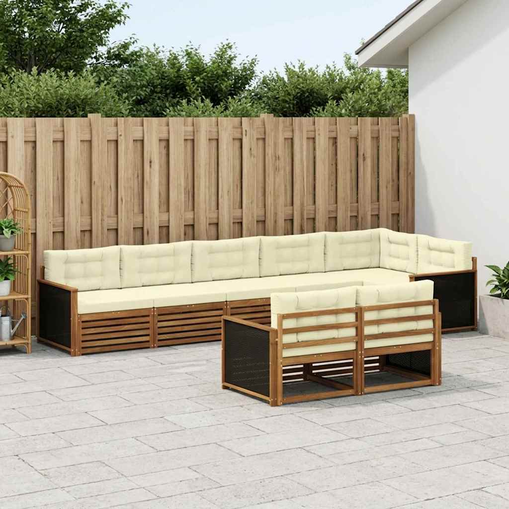 Set vanjskih sofa 8 kom. Prirodna i krem Smeđa