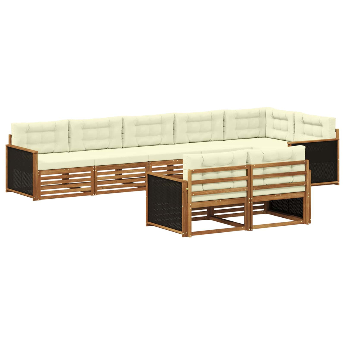 Set vanjskih sofa 8 kom. Prirodna i krem Smeđa