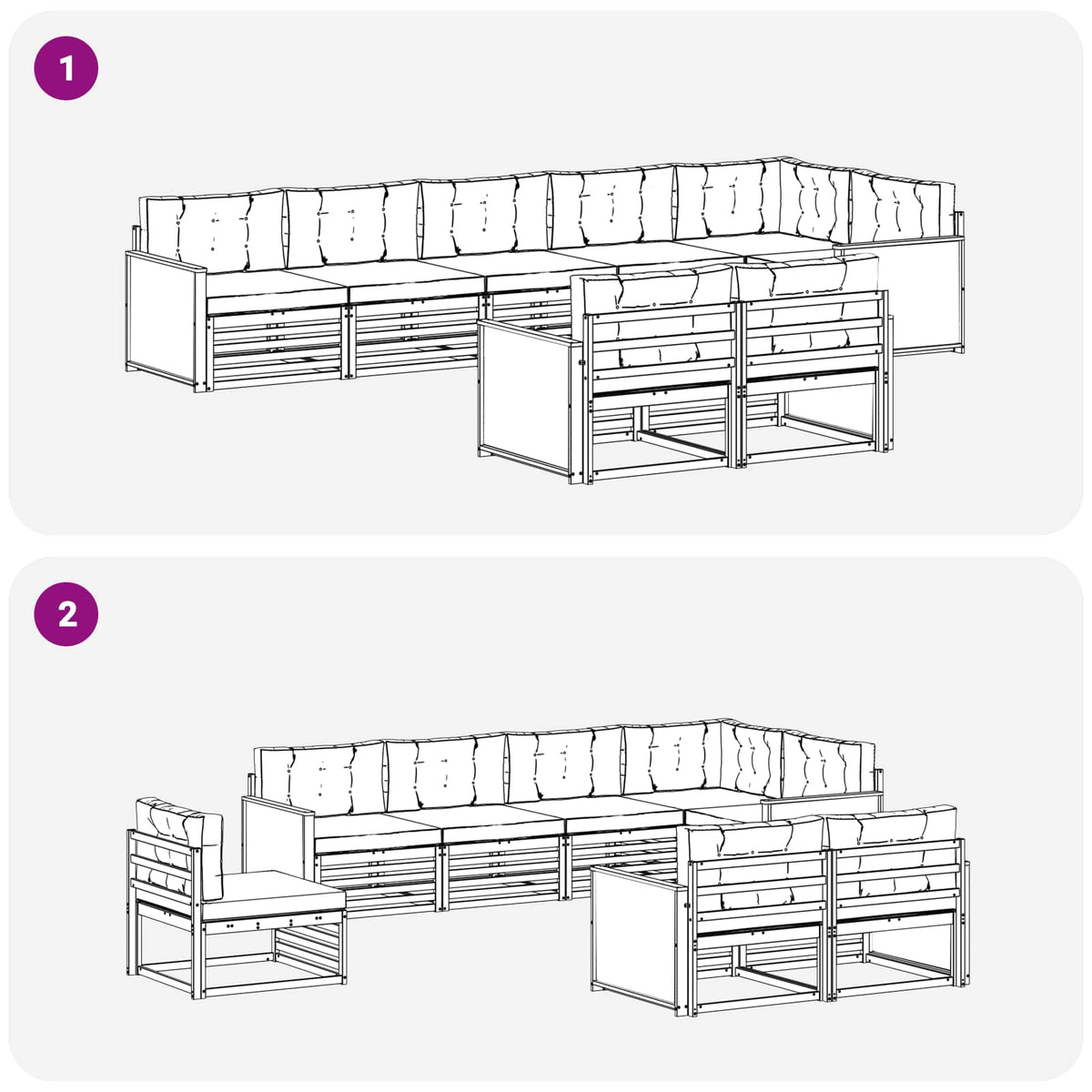 Set vanjskih sofa 8 kom. Prirodna i krem Smeđa