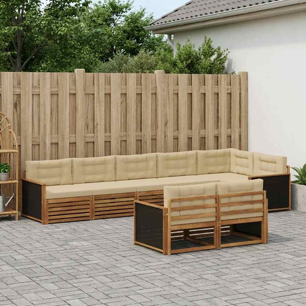 Set vanjskih sofa s jastukom 8 pcs Prirodna i bež