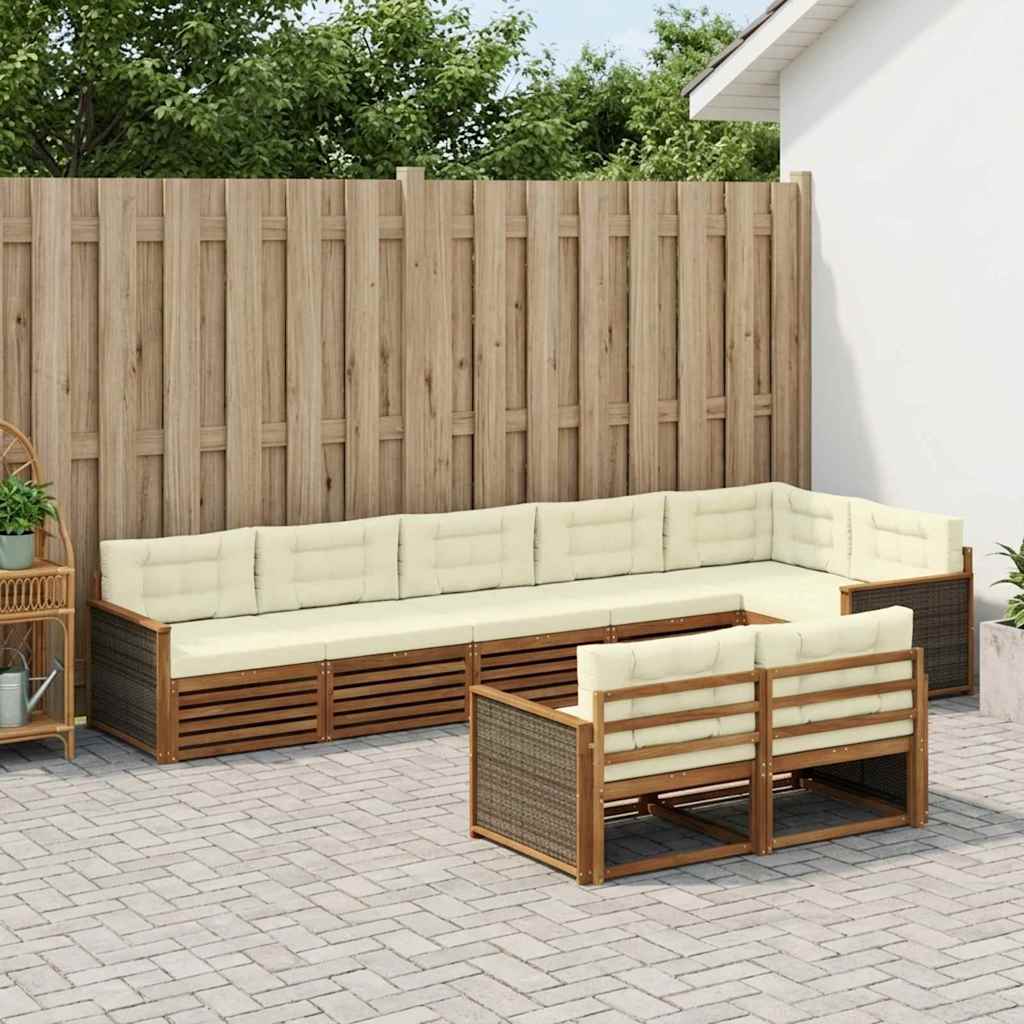 Set vanjskih sofa s jastukom 8 pcs Prirodna i krem