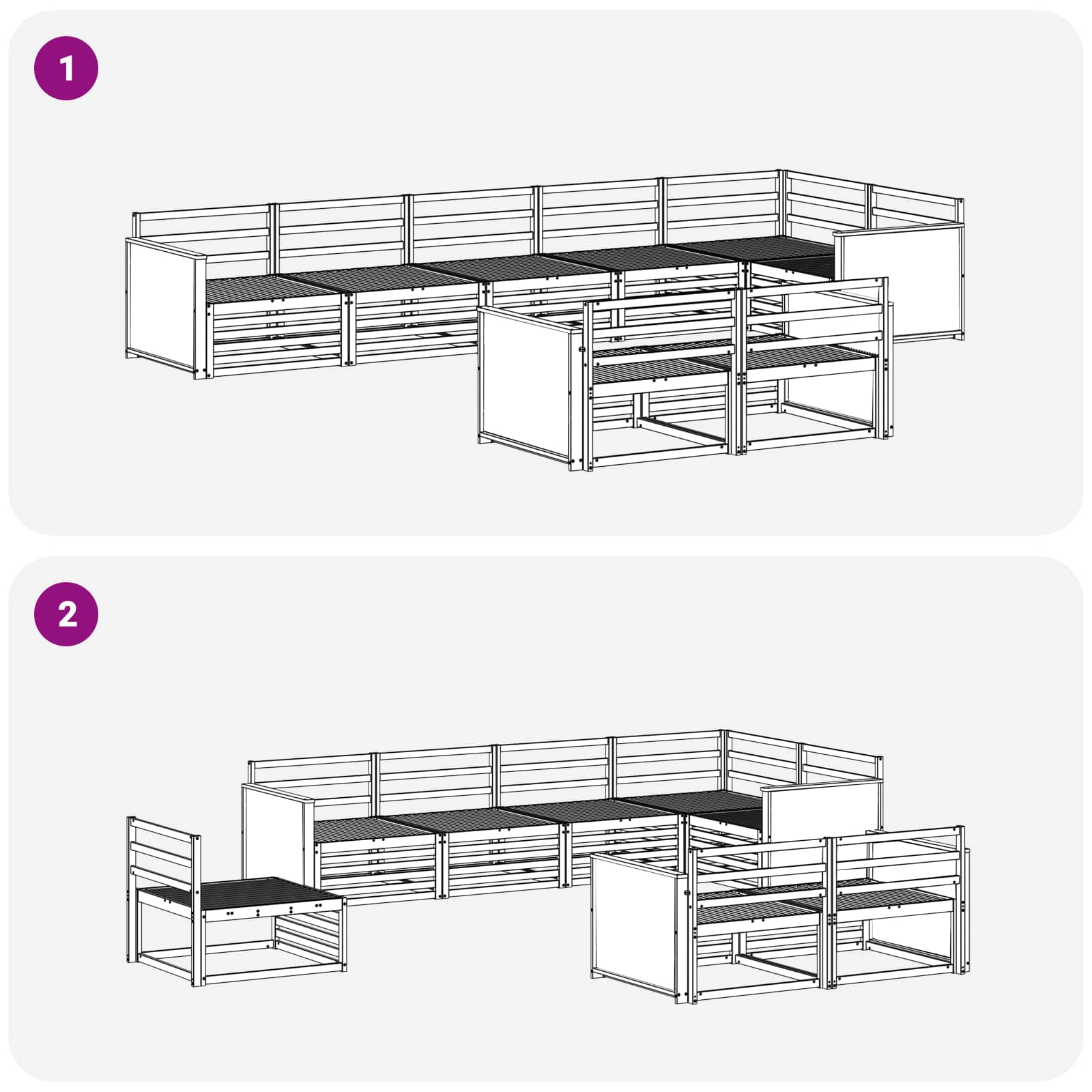 Set vanjskih sofa 8 pcs Prirodna