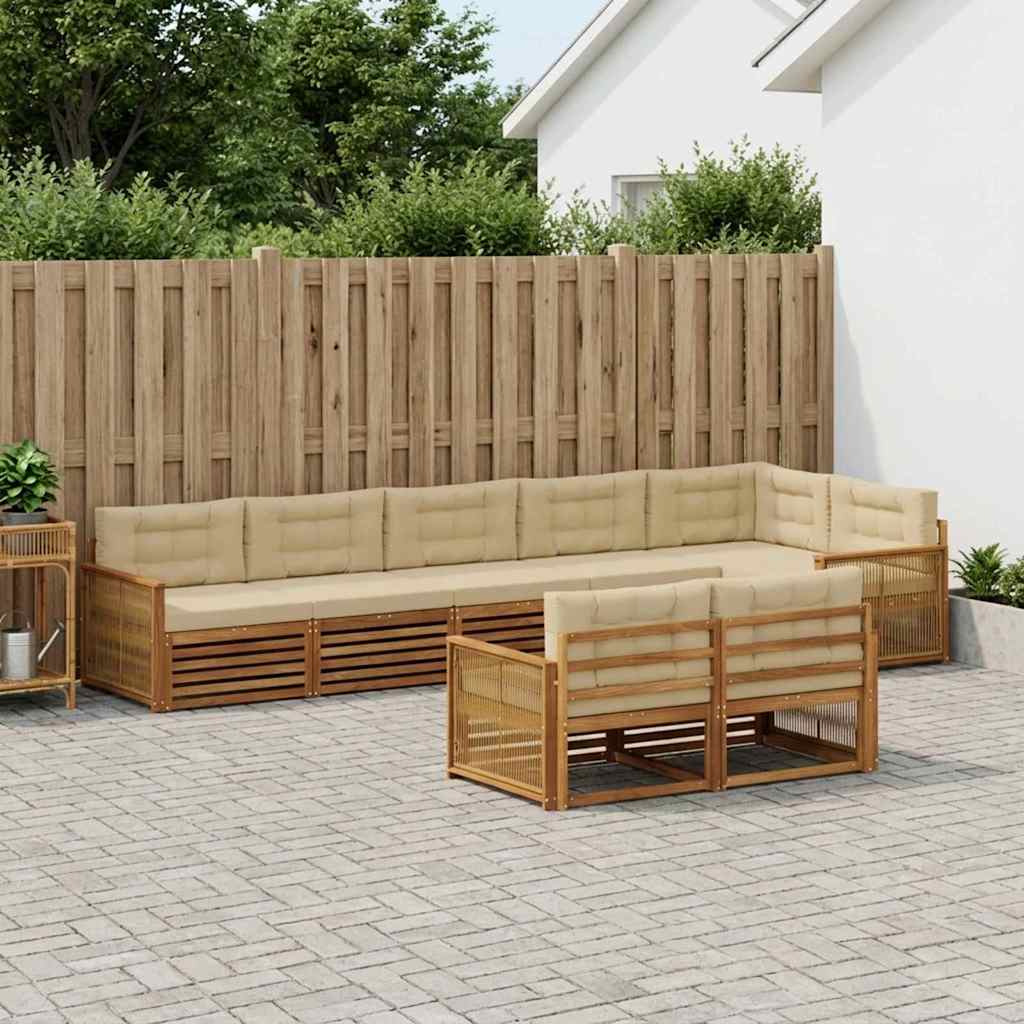 Set vanjskih sofa 8 kom. Prirodna i bež