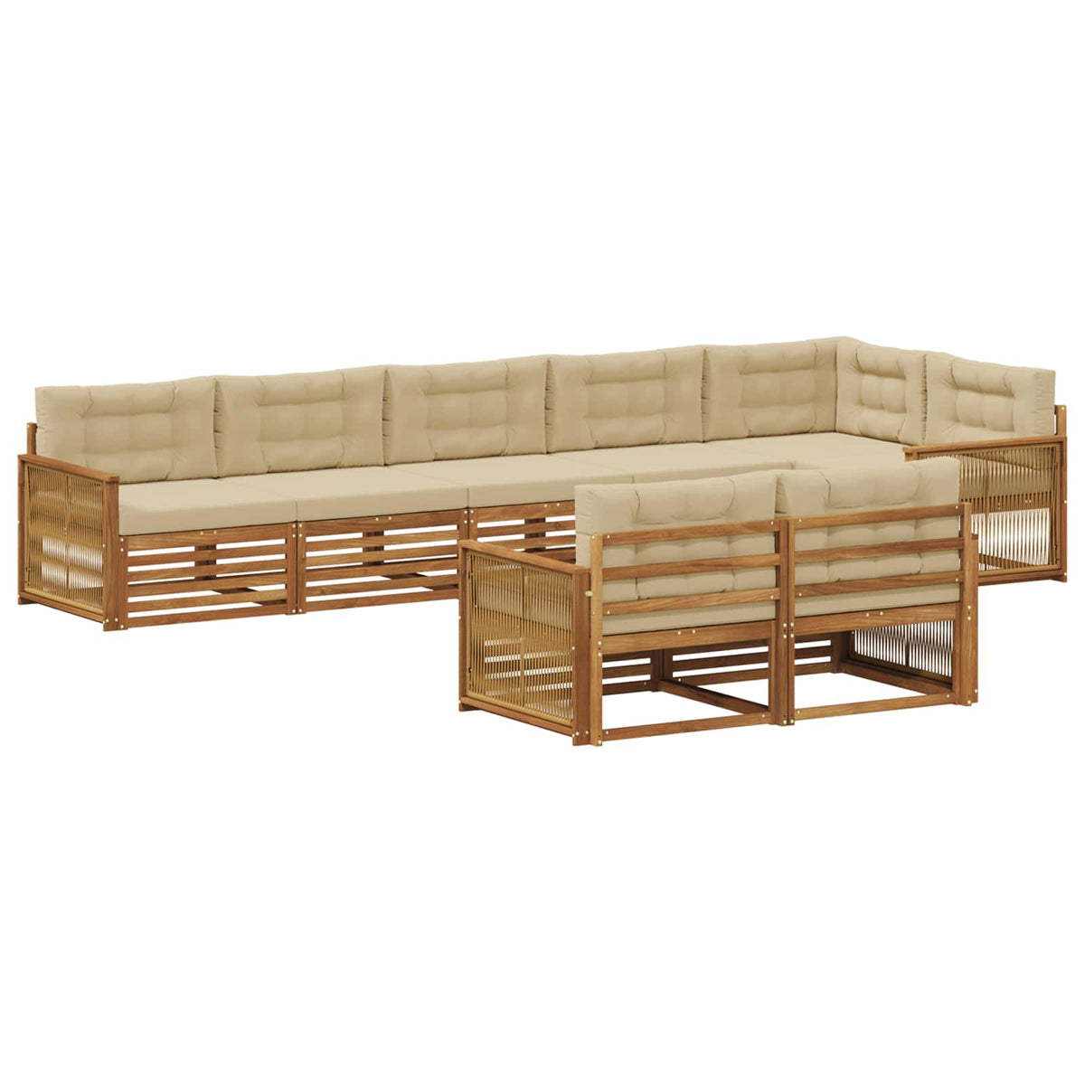 Set vanjskih sofa 8 kom. Prirodna i bež