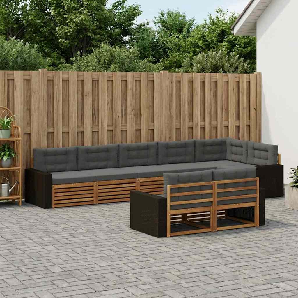 Set vanjskih sofa 8 kom. Prirodna i antracit