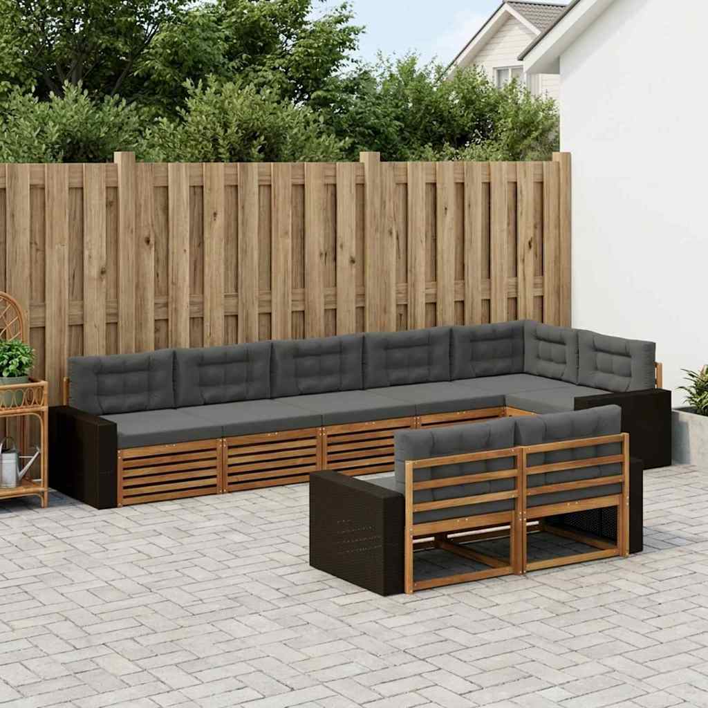 Set vanjskih sofa 8 kom. Prirodna i antracit