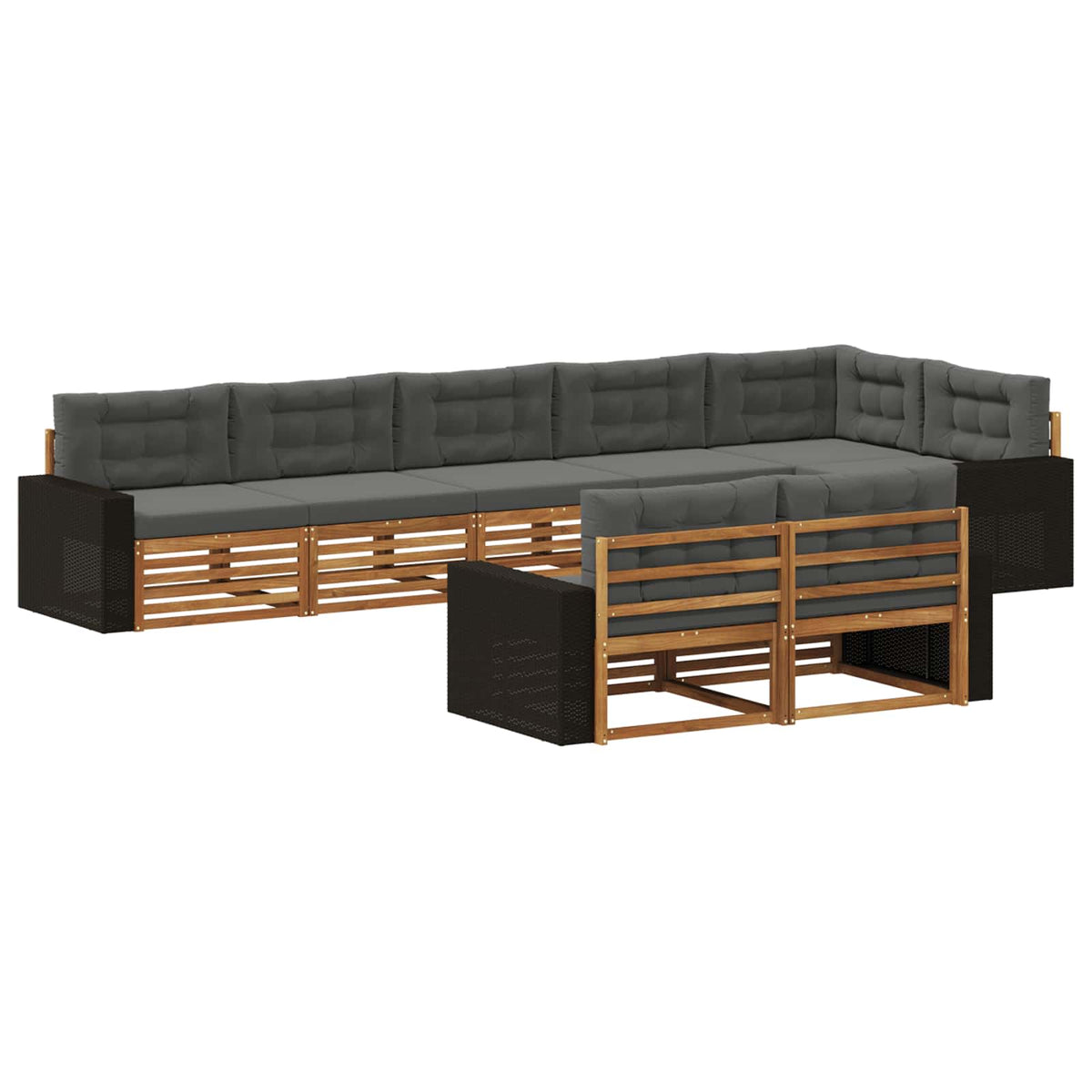 Set vanjskih sofa 8 kom. Prirodna i antracit