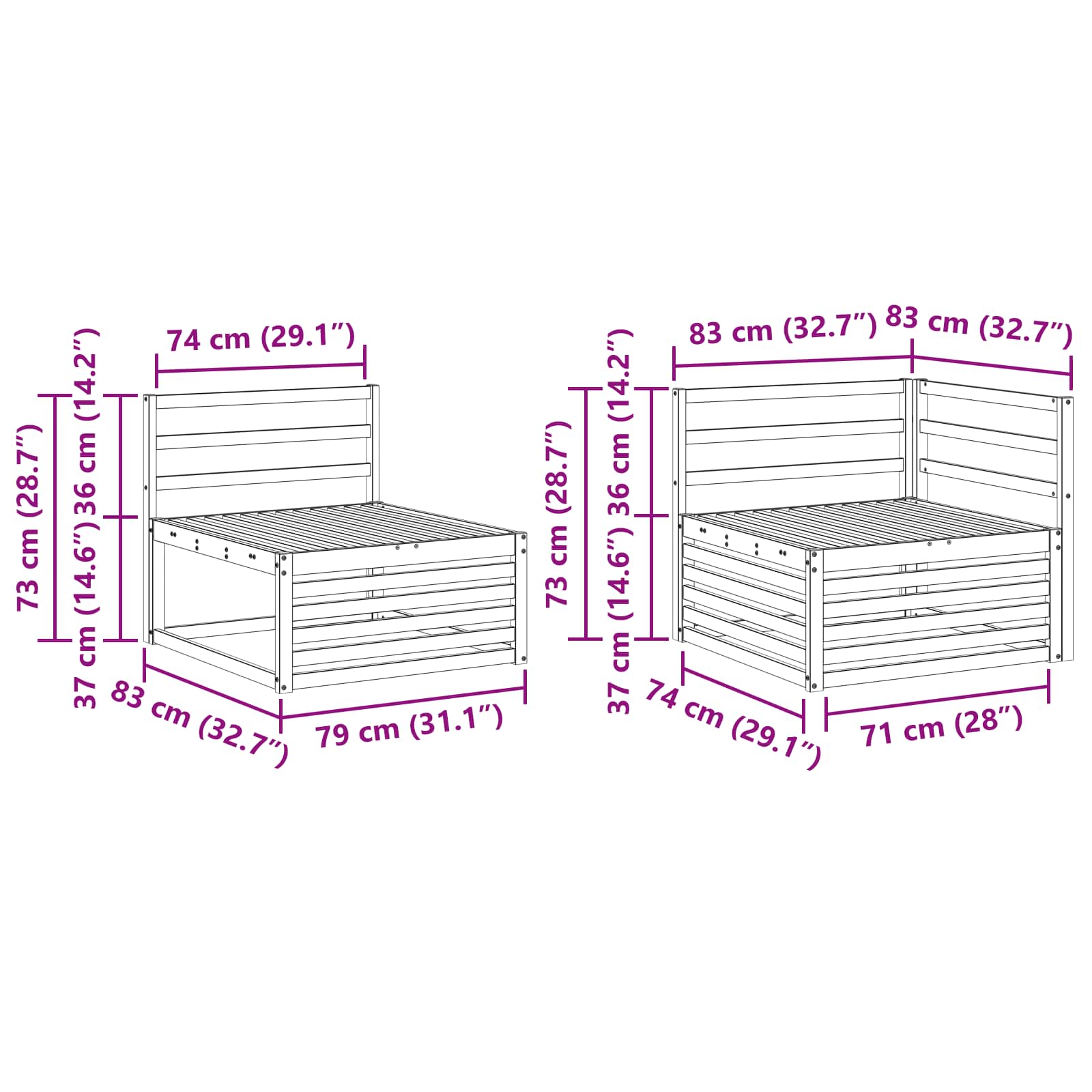 Set vanjskih sofa 8 pcs Prirodna
