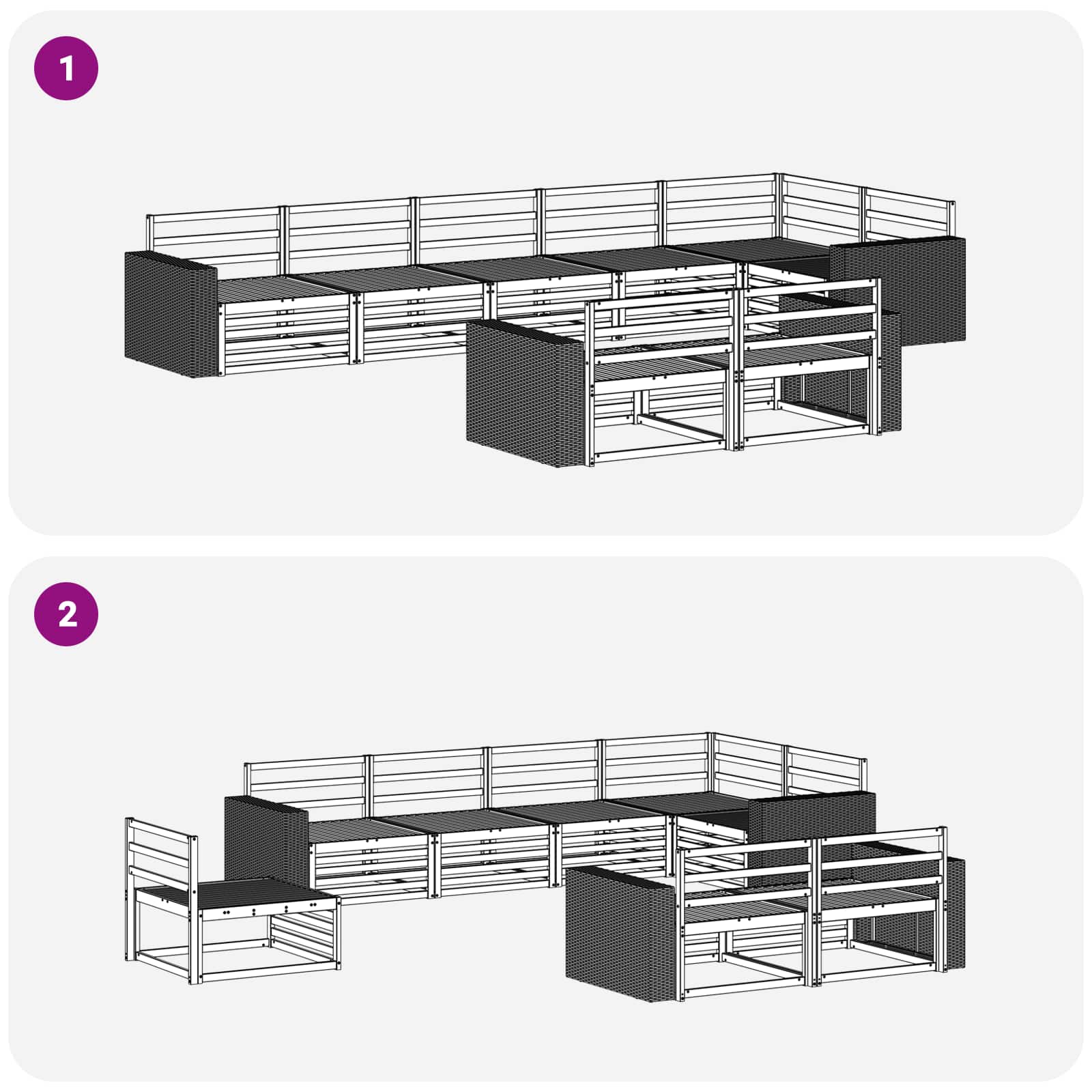 Set vanjskih sofa 8 pcs Prirodna