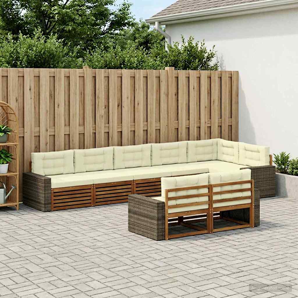 Set vanjskih sofa 8 kom. Prirodna i krem