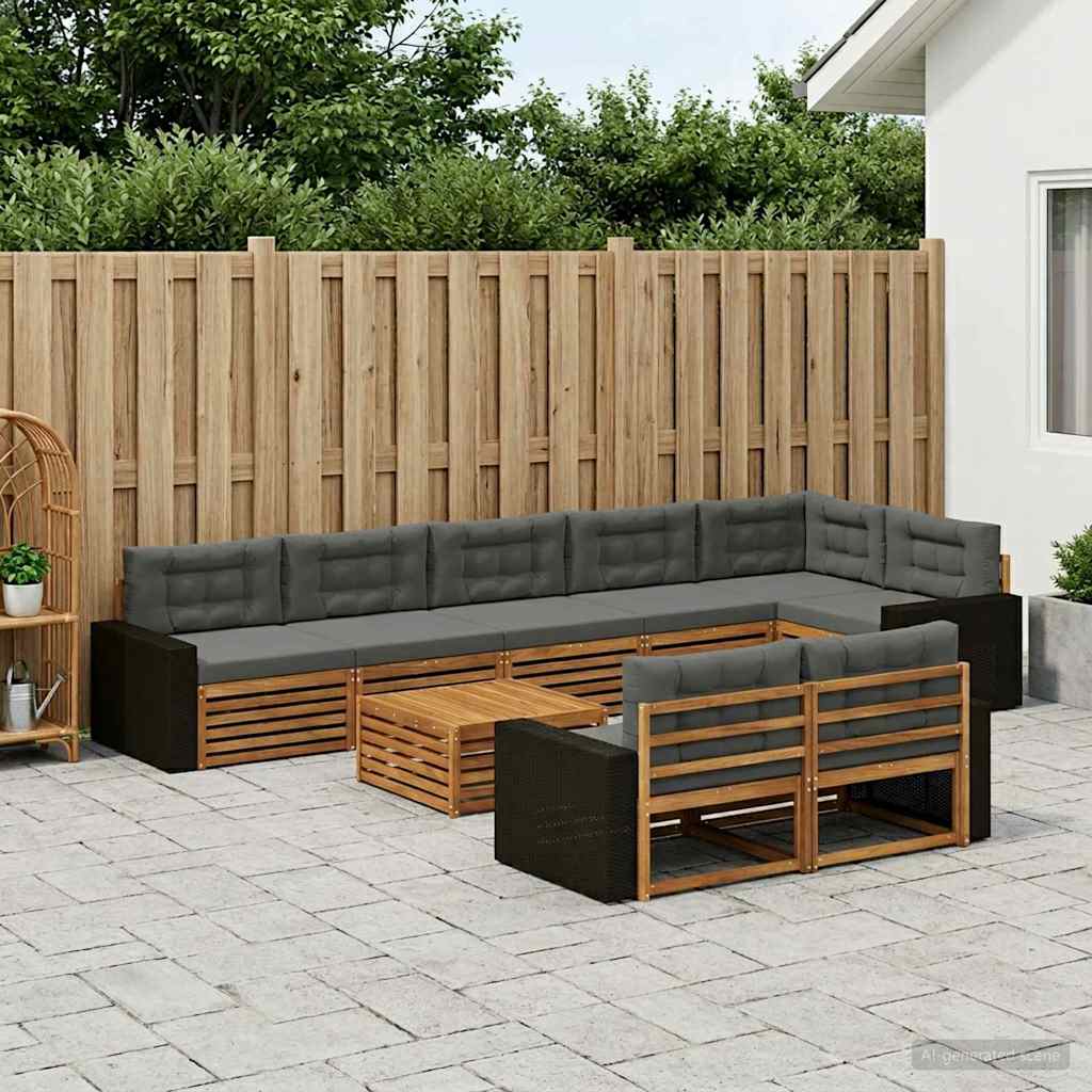 Set vanjskih sofa s jastukom 9 pcs