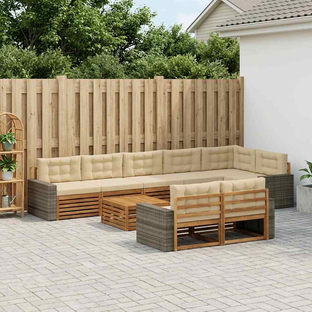 Set vanjskih sofa s jastukom 9 pcs