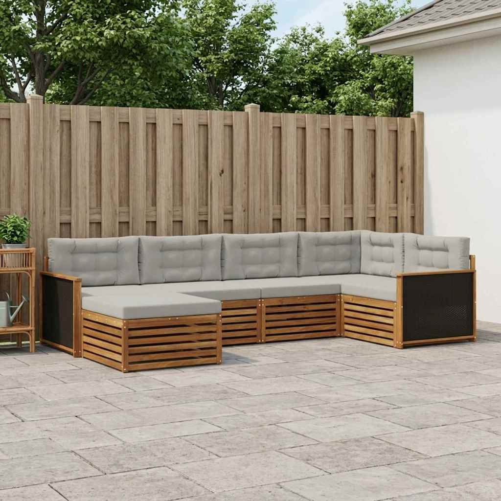 Set vanjskih sofa s jastukom 6 pcs Prirodna i svjetlosiva