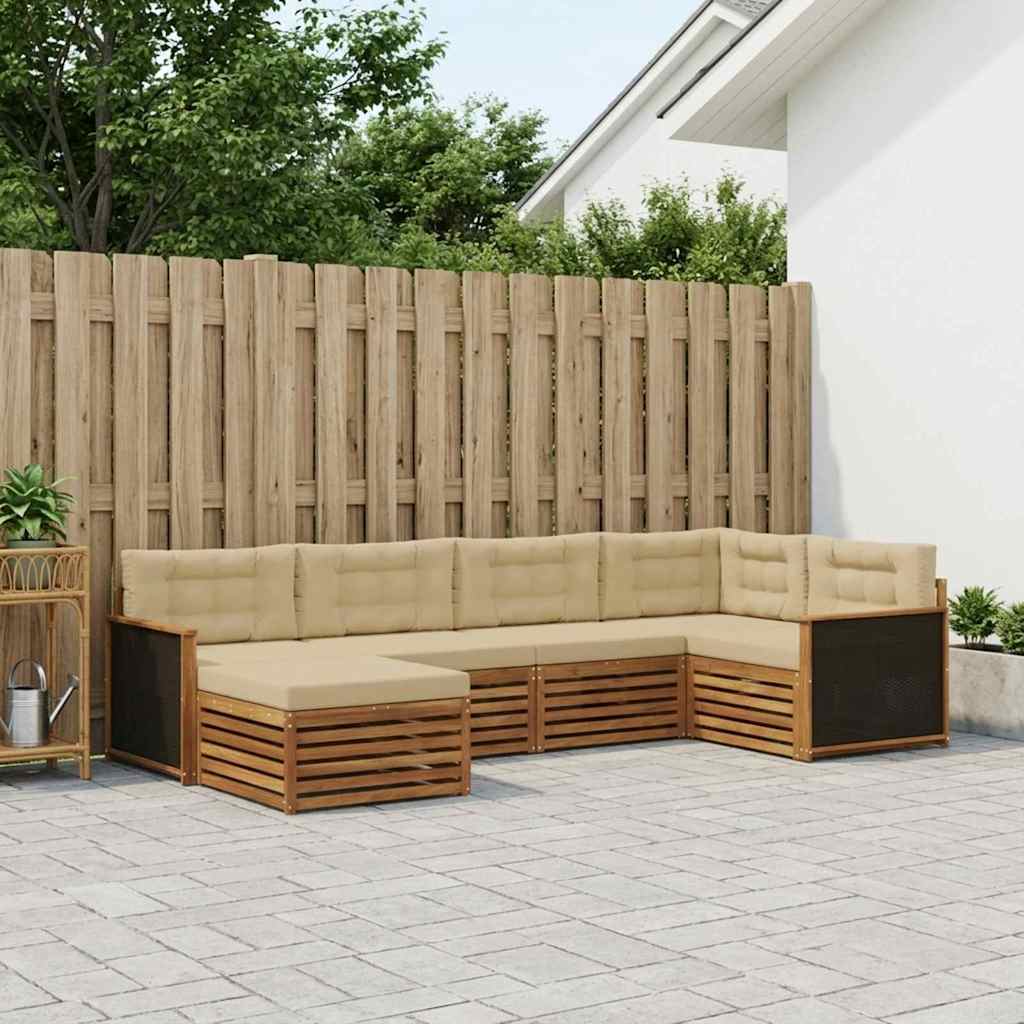 Set vanjskih sofa 6 kom. Prirodna i bež Smeđa