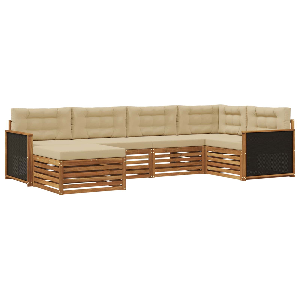 Set vanjskih sofa 6 kom. Prirodna i bež Smeđa